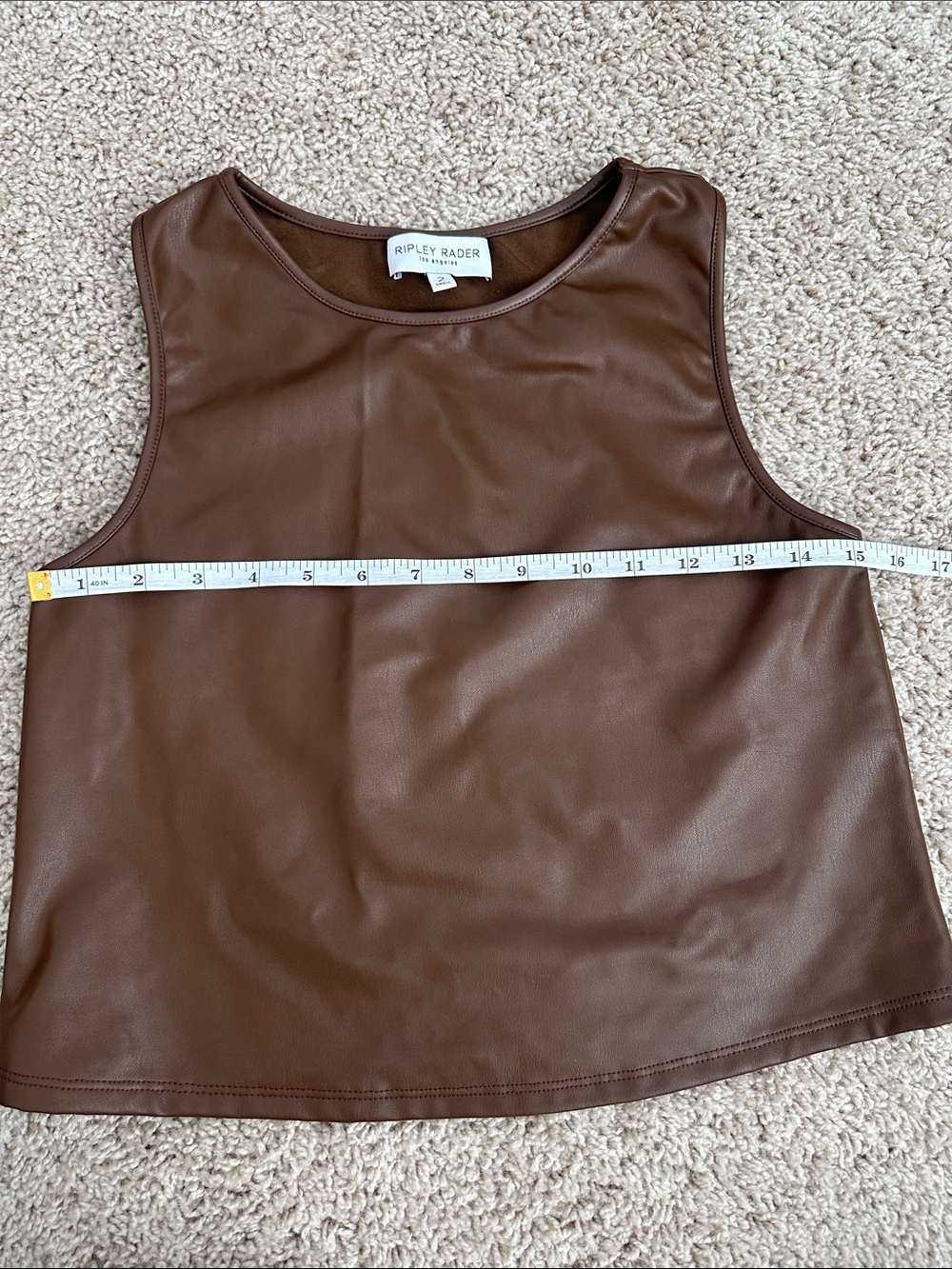 Ripley Rader Los Angeles Brown Faux Leather Tank Top Size 2 Small Made USA - Picture 4 of 6